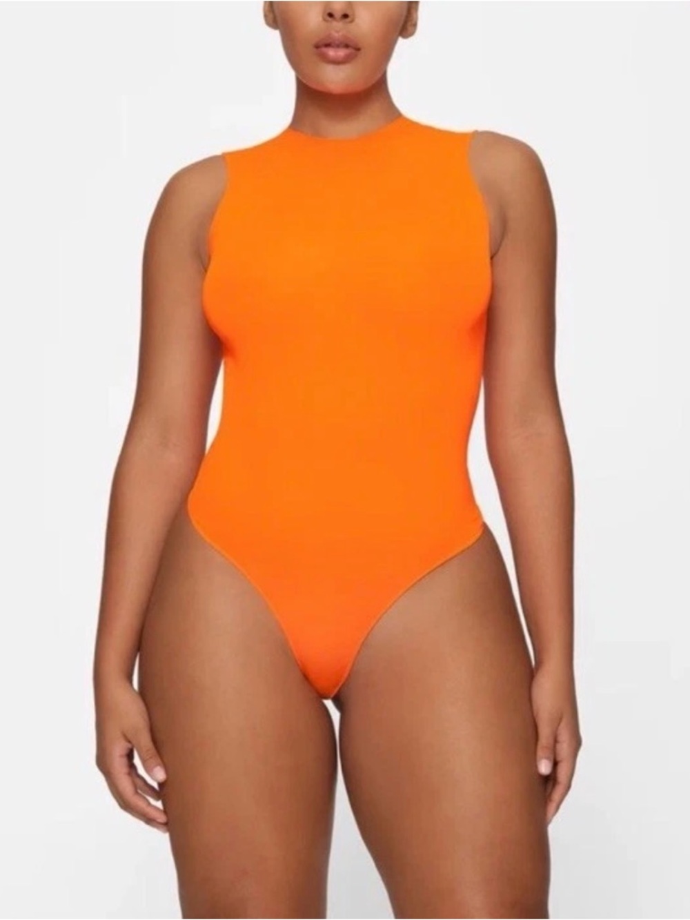 SKIMS Essential Crewneck Sleeveless Bodysuit Orange Highlighter color